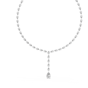 Collar de Oro Blanco de 14K Chapado en Oro Rosa con Diseño de Lágrima Luna, con Diamante Cultivado en Laboratorio y Perla - Product Image 3