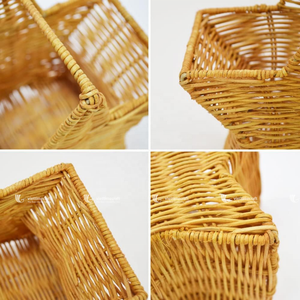 Star-Shaped Rattan Basket, Unique Woven Natural Fiber Gift <b>Hamper</b>, Artisan Holiday Decor & Nursery <b>Storage</b> with Handles - Product Image 4
