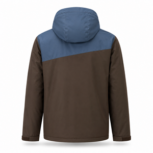 Chaqueta Cortavientos con Capucha para Hombre, Color Marrón y Azul, Ligera, Resistente al Agua, de Poliéster y Spandex, Estilo Casual para Senderismo - Product Image 2
