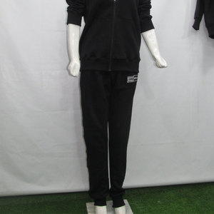 Vente en gros Logo personnalisé Ensemble de survêtement noir Veste à capuche zippée unisexe et pantalon de jogging Ensembles de vêtements de sport - Product Image 4