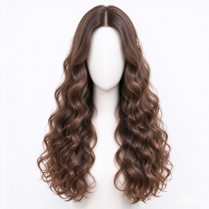 Peluca de Cabello Humano 100%, Larga, Marrón Oscuro, Ondulada, Natural, para Mujer - Product Image 1
