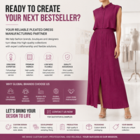 Robe plissée sur mesure, vêtements pour femmes, fabricant OEM, fournisseur de mode à marque privée pour les marques de boutiques, production en petites séries