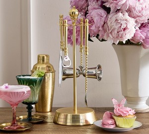 ชุดเครื่องมือบาร์เคลือบทองหรูหรา พร้อมที่วางตั้ง อุปกรณ์ทำค็อกเทลระดับมืออาชีพ ตกแต่งบาร์บ้านอย่างมีสไตล์ - Product Image 2