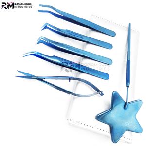 RMI Nouveau produit tendance, ensemble de pinces à cils de couleur plasma bleue, design 1 étoile, miroir à cils / 1 ciseau à ressort / ensemble - Product Image 4