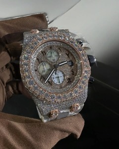 Customised Logo Luxury Men's VVS Moissanite Diamond <b>Watch</b> Elegant Glass Dial Fully Iced Standard Quality Perfect Gift for Him - Product Image 5