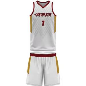Vente en gros à bas prix Nouveaux maillots de basket-ball pressés à chaud et brodés pour hommes, Maillots de sport ample à séchage rapide de grande taille - Product Image 5