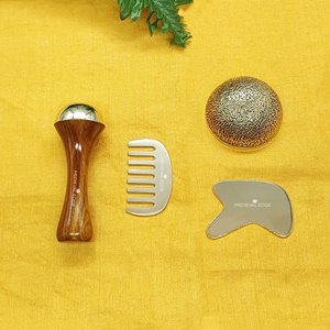 Kit complet de soins ayurvédiques avec baguette Kansa et Gua Sha pour massage des tissus profonds et soulagement du stress Original Indian Factory - Product Image 5
