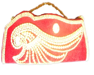 Wedding Evening Clutch Women Satin Bag <b>Red</b> Coin <b>Purse</b> Handmade Lowellcraft Delhi - Product Image 1
