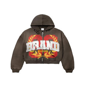 Pull à capuche personnalisé pour hommes Polaire surdimensionné de couleur unie avec poches brodées, poids lourd vieilli - Product Image 6