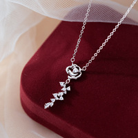 925 argent sterling plaqué or rose collier rose zircon dot en gros