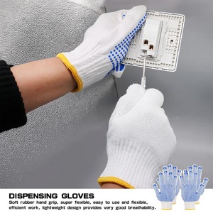 Guantes DE SEGURIDAD anticorte hechos en Pakistán, cuero de poliéster de algodón PVC punteado de un solo lado para trabajos de construcción y cuidado de las manos - Product Image 5