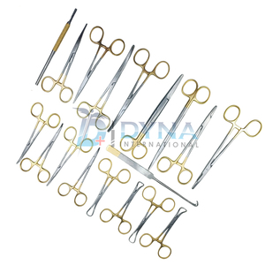 Juego de Instrumentos Quirúrgicos Manuales de Acero Inoxidable con Mango Dorado, 17 Piezas, para Cirugía General y Esterilización - Product Image 3
