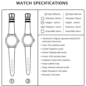 Reloj mecánico automático con logotipo personalizado OEM, movimiento Miyota 8215, caja de acero 316L, esfera de mica rosa. - Product Image 3