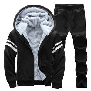 Chándal deportivo de invierno para hombre, ropa deportiva gruesa y cálida con capucha, conjunto de dos piezas para correr y Fitness - Product Image 1