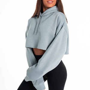 Sweat-shirt à capuche surdimensionné pour homme et femme, LOGO personnalisé de haute qualité, haut court décontracté avec cordon de serrage, nouvelle collection automne et printemps - Product Image 2