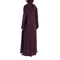 Offre Spéciale : Abaya Élégante de Dubaï pour Femme – Respirante, Séchage Rapide, Légère, Broderie Florale, Col en V, Longueur Ras du Sol, Manches Longues, Grandes Tailles