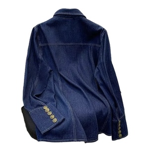 Willshela เสื้อแจ็กเก็ตกระดุมแถวเดียวสำหรับผู้หญิง, ชุดคอปกแขนยาวผ้าเดนิมสีฟ้าแนววินเทจพิมพ์ลายมีกระเป๋าระบายอากาศได้ - Product Image 6