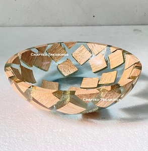 Cuenco de madera decorado con resina de nuevo diseño de alta calidad, un artículo de cocina hermoso y funcional para servir alimentos - Product Image 5