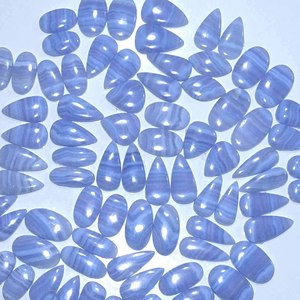 Paire d'agate en dentelle bleue naturelle de qualité supérieure Paire de cabochons de pierres précieuses en vrac Pierres précieuses naturelles en vrac Utilisation Fabrication de bijoux - Product Image 3