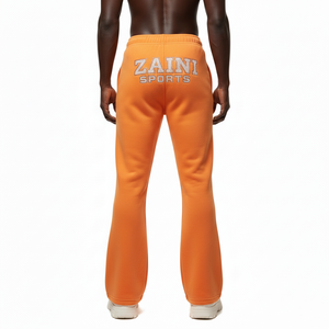 กางเกงขาบานผ้าฟลีซผสมคอตตอนและโพลีเอสเตอร์ พรีเมียม เนื้อผ้านุ่ม ขัดเงา สีส้ม ประดับโลโก้ด้วยการรีดร้อน - Product Image 4