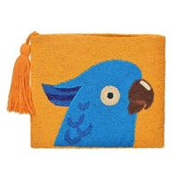 Pochette de luxe à broderie perlée faite à la main Design élégant perroquet blanc Compact pour un usage quotidien pour les pièces de monnaie et les fêtes