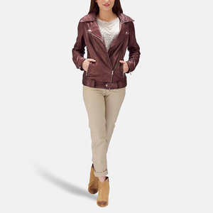 2024 nuevas y elegantes chaquetas de cuero transpirables a prueba de viento diseño de moda prendas de vestir chaquetas de cuero de mujer hechas de cuero Real - Product Image 6