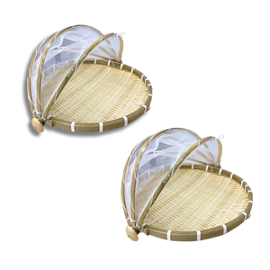Natural Vietnamese BAMBOO TRAY with <b>Mesh</b> Cover Ideal for Straining, Sifting & Food Prep Home Decor - Product Image 1
