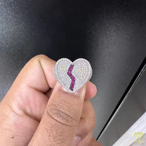 Unisex VVS Baguette Lab Grown Heart <b>Ring</b> for her 3.36ctw , VVS Lab Grown <b>Iced</b> out Heart <b>Ring</b> with 925 Sterling Silver - Product Image 2