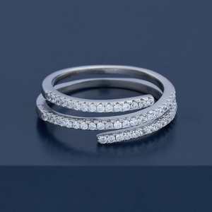 Bague de doigt tendance en argent 92,5 plaqué or rose et rhodium 180934 avec incrustation design pour mariages - Product Image 3