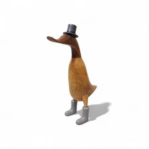 Estatuilla de pato de madera tallada a mano ecológica al por mayor decoración de exhibición de acento para el hogar - Product Image 3