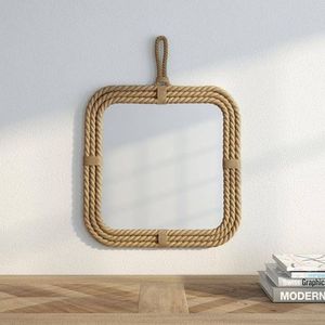 Espejo de Madera Tejido a Mano, Estilo Bohemio, Ecológico y Duradero, con Diseño Moderno y Simple para Decoración Rústica del Hogar en Sala de Estar y Dormitorio - Product Image 5
