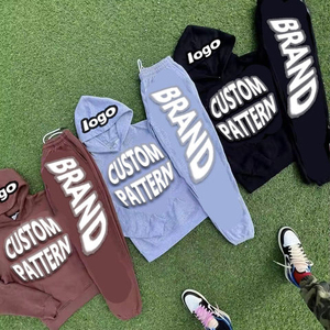 Custom <b>Men's</b> Heavyweight Oversized Track Suit Set with Fashionable <b>Shorts</b> Puff Print Logo Blank Plain Design - Product Image 2