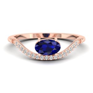 Anillo de Plata de Ley 925 Personalizado REYES con Zafiro Azul Ovalado de 0.5 Quilates y Moissanita para Mujer, Joyería de Boda - Product Image 1