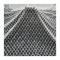 Tissu en dentelle brodée de perles à carreaux de sequins blancs pour mariage, tissu en dentelle de mariée de haute qualité, lourd et perlé
