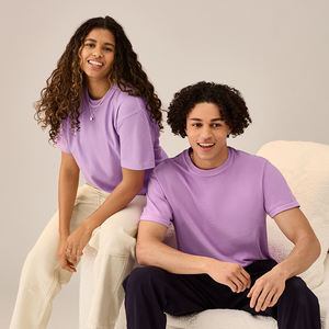 Camiseta holgada de algodón en blanco con hombros caídos, camiseta de gran tamaño con logotipo de impresión personalizado de peso pesado para hombres - Product Image 1