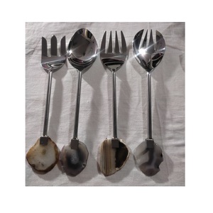 Juego de 5 cubiertos de acero inoxidable al por mayor con mango negro para restaurante juegos de cubiertos de pulido brillante de la mejor calidad - Product Image 2