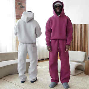 Ensemble survêtement unisexe en coton 100% avec capuche et pantalon de survêtement surdimensionné, design personnalisé, poids lourd, ample, pour l'hiver - Product Image 6