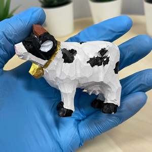 YEEYAYA intagliato a mano 3 \ "scultura in legno Cow figurina per la decorazione della casa regalo di natale o decorazione della camera con animali della fattoria dallo Zoo - Product Image 3