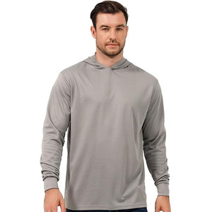 Camiseta con Capucha de Manga Larga para Hombre, Color Gris, Protección Solar, Secado Rápido, para Pesca - Product Image 2