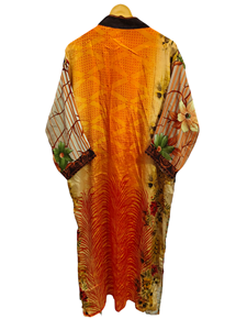 Fait à la main indien Vintage soie recyclée Sari Kimono Patchwork Kimono Robe Bikini couvrir vêtements de nuit longue Robe, - Product Image 6