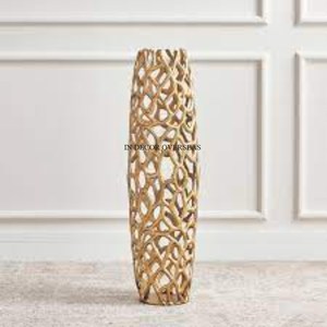 Jarrón de flores de lujo de diseño único de aspecto precioso chapado en oro fundido de aluminio de calidad superior de proveedor indio - Product Image 1