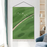 Tapisserie murale style anime japonais - Paysage de prairie verte, décoration artistique esthétique pour salon, chambre, décoration murale apaisante