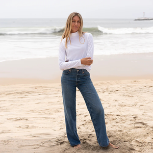 <b>Women</b> White Long Sleeve <b>Turtle</b> <b>Neck</b> <b>Top</b> 100% Luxury Organic Cotton Pre Shrunk GOTS Certified Premium Breathable Classic Fit Tee - Product Image 3