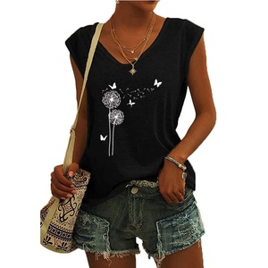 Camiseta sin mangas con cuello en V impresa en 3D informal para mujer, accesorio de moda de manga corta transpirable para mujer - Product Image 2