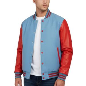 Chaqueta Varsity Reversible de Punto para Hombre, Talla Grande, Lisa, Teñida, Transpirable, Resistente al Viento, para Otoño, Fabricada a Medida - Product Image 1