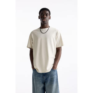 Camiseta de manga corta para hombre de alta calidad en blanco 100% algodón 210Gsm liso Casual de gran tamaño con cuello redondo - Product Image 5