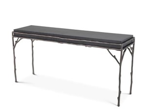 Patas con forma de rama de árbol antiguo negro, marco de Metal, tablero MDF, mesa de consola, muebles de lujo de 60X16X30 pulgadas, arte moderno Americano - Product Image 1