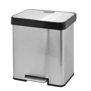 Cubo de basura de acero inoxidable para la cocina, papelera de doble Reciclaje de 10,6 galones y 40 litros con Pedal y 2 cubos interiores