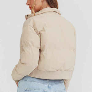 Custom Logo Ladies <b>Winter</b> Bomber Puffer Jackets New Bubble Puffer Crop <b>Coats</b> with <b>Thick</b> Quilted Fabric - Product Image 5