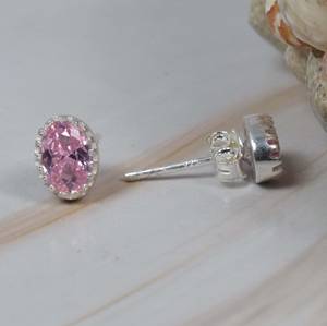 Pierre précieuse topaze rose naturelle à facettes taille ovale 925 argent Sterling matériel lunette réglage à la main boucles d'oreilles bijoux fins - Product Image 3